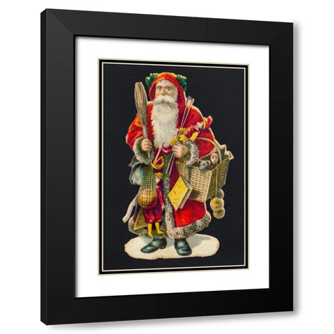 Santa Claus with a Basket of Toys Black Modern Wood Framed Art Print with Double Matting by Library of Congress