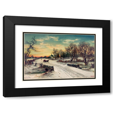 Christmas Morn  Black Modern Wood Framed Art Print with Double Matting by Bauer, W. C.