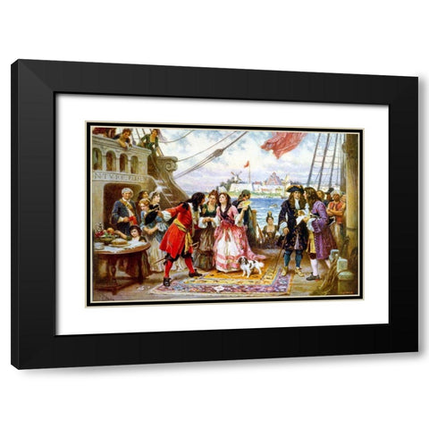 Captain Kidd in New York Harbor Black Modern Wood Framed Art Print with Double Matting by Ferris, Jean Leon Gerome