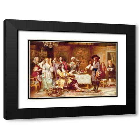 The Birth of Pennsylvania 1680 Black Modern Wood Framed Art Print with Double Matting by Ferris, Jean Leon Gerome