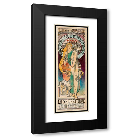 La Samaritaine Black Modern Wood Framed Art Print with Double Matting by Mucha, Alphonse