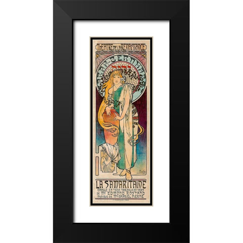 La Samaritaine Black Modern Wood Framed Art Print with Double Matting by Mucha, Alphonse