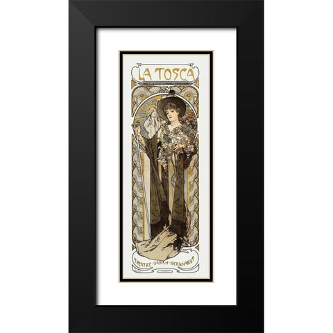 La Tosca-Sarah Bernhardt Black Modern Wood Framed Art Print with Double Matting by Mucha, Alphonse