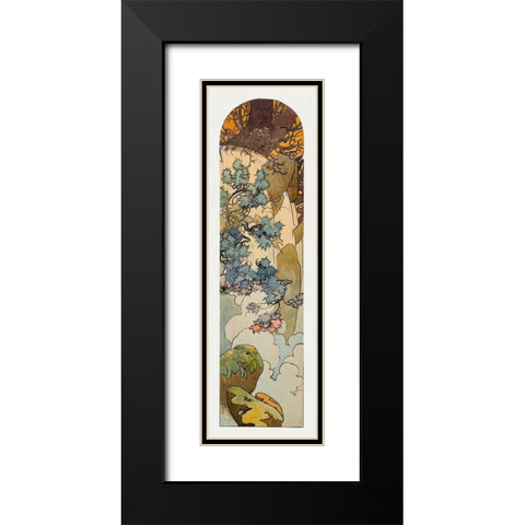 Stained glass box for the Fouquet jewelry store Black Modern Wood Framed Art Print with Double Matting by Mucha, Alphonse
