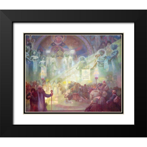 The Holy Mount Athos Black Modern Wood Framed Art Print with Double Matting by Mucha, Alphonse