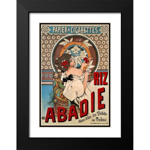Advertising Poster Riz Abadie-Cigarette Rolling Paper Black Modern Wood Framed Art Print with Double Matting by Mucha, Alphonse