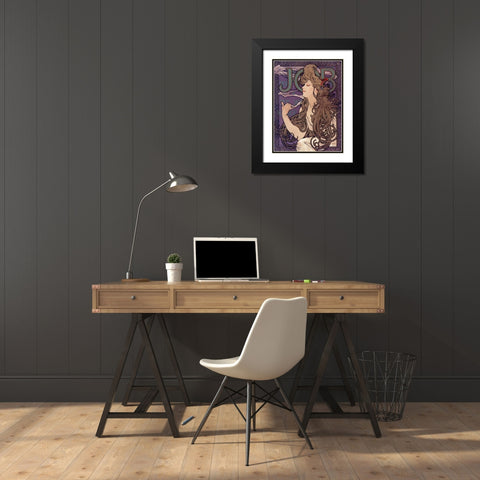 Advertisement for Job cigarettes Black Modern Wood Framed Art Print with Double Matting by Mucha, Alphonse