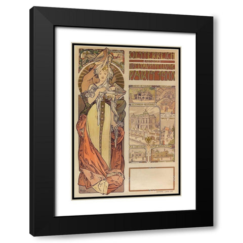 Poster Austria at the World Exhibition Paris 1900 Black Modern Wood Framed Art Print with Double Matting by Mucha, Alphonse