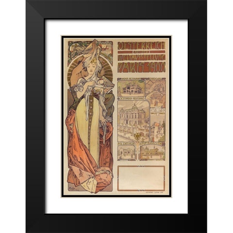 Poster Austria at the World Exhibition Paris 1900 Black Modern Wood Framed Art Print with Double Matting by Mucha, Alphonse