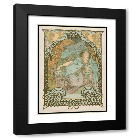 Ilsee-Princesse de Tripoli Black Modern Wood Framed Art Print with Double Matting by Mucha, Alphonse