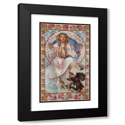 Josephine Crane Bradley as Slavia Black Modern Wood Framed Art Print with Double Matting by Mucha, Alphonse