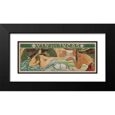 An Inca man and the Godess Incas Black Modern Wood Framed Art Print with Double Matting by Mucha, Alphonse