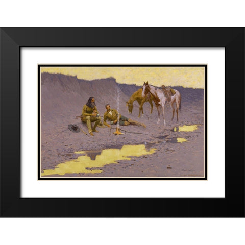 A New Year on the Cimarron Black Modern Wood Framed Art Print with Double Matting by Remington, Frederic