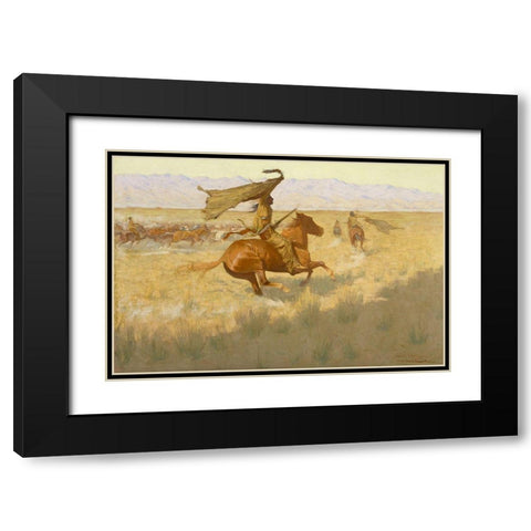 Change of Ownership Black Modern Wood Framed Art Print with Double Matting by Remington, Frederic