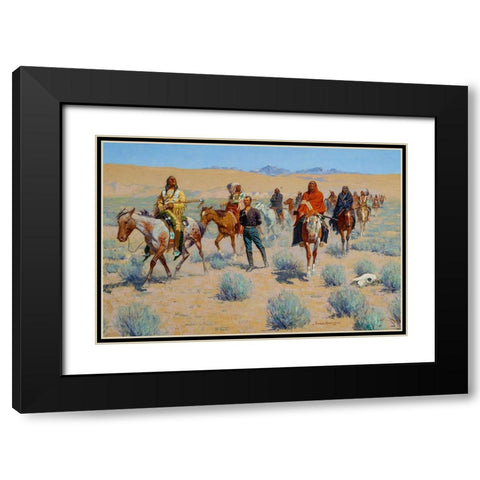 Missing Black Modern Wood Framed Art Print with Double Matting by Remington, Frederic