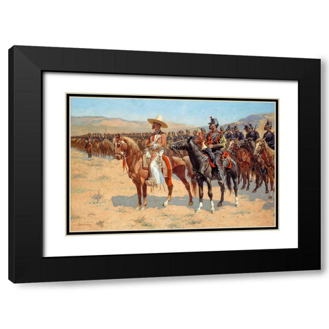 The Mexican Major Black Modern Wood Framed Art Print with Double Matting by Remington, Frederic