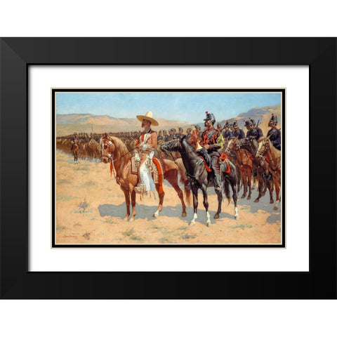 The Mexican Major Black Modern Wood Framed Art Print with Double Matting by Remington, Frederic