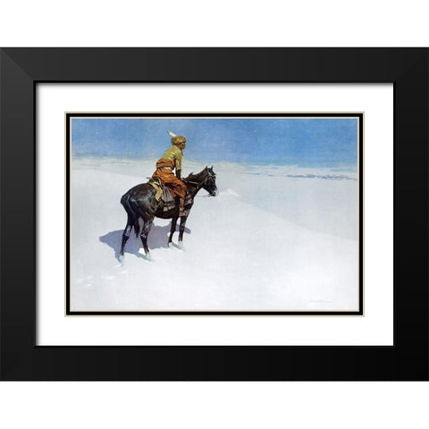 The Scout Friends or Foes Black Modern Wood Framed Art Print with Double Matting by Remington, Frederic