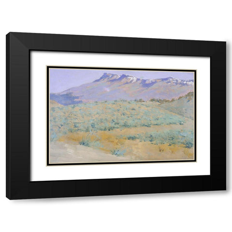 Blue prarie Black Modern Wood Framed Art Print with Double Matting by Remington, Frederic