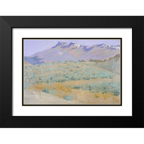 Blue prarie Black Modern Wood Framed Art Print with Double Matting by Remington, Frederic