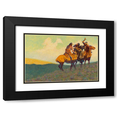 With the eye of the mind Black Modern Wood Framed Art Print with Double Matting by Remington, Frederic