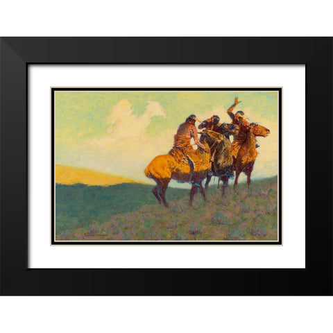 With the eye of the mind Black Modern Wood Framed Art Print with Double Matting by Remington, Frederic