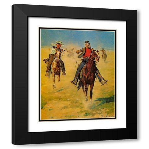 Pursuit or the Attack Black Modern Wood Framed Art Print with Double Matting by Shreyvogel, Charles