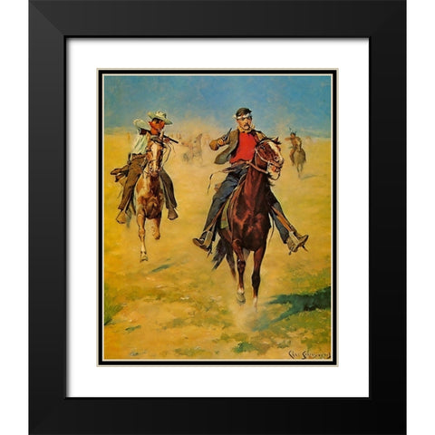 Pursuit or the Attack Black Modern Wood Framed Art Print with Double Matting by Shreyvogel, Charles