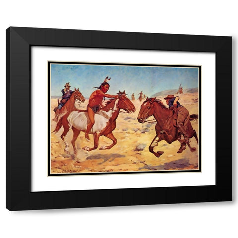 Fighting Scouts - Even Chance Black Modern Wood Framed Art Print with Double Matting by Shreyvogel, Charles