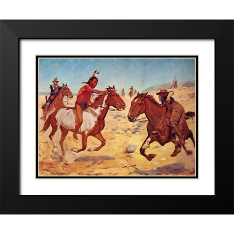 Fighting Scouts - Even Chance Black Modern Wood Framed Art Print with Double Matting by Shreyvogel, Charles