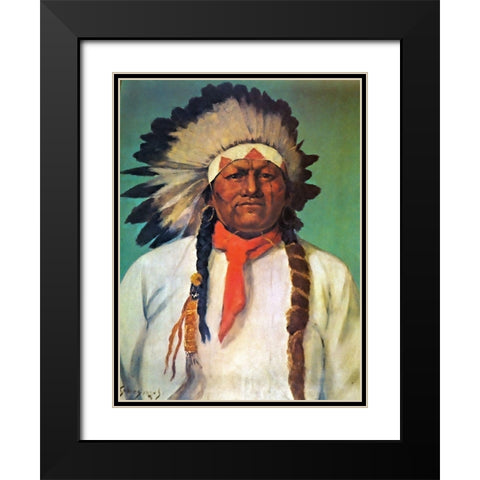 Indian Chief White Eagle Black Modern Wood Framed Art Print with Double Matting by Shreyvogel, Charles