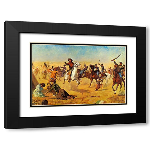 Rescue at Summit Springs Black Modern Wood Framed Art Print with Double Matting by Shreyvogel, Charles