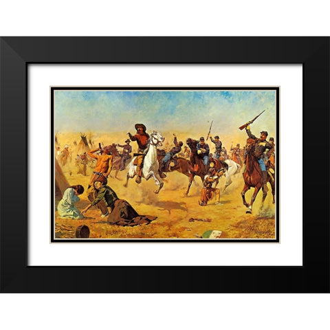 Rescue at Summit Springs Black Modern Wood Framed Art Print with Double Matting by Shreyvogel, Charles