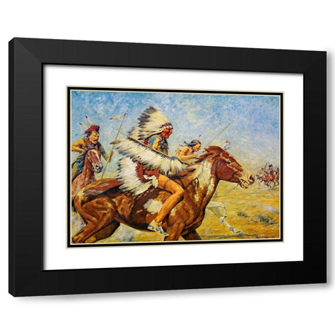 Going into Action Black Modern Wood Framed Art Print with Double Matting by Shreyvogel, Charles