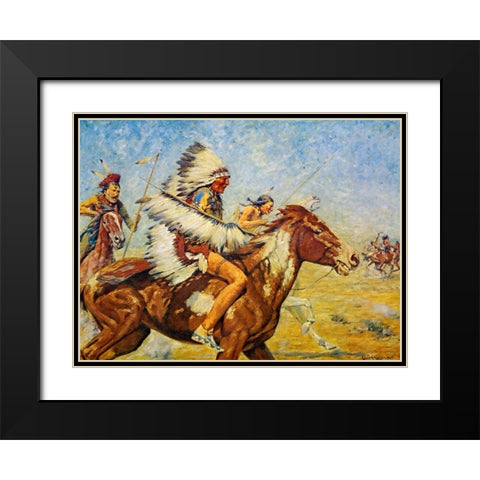 Going into Action Black Modern Wood Framed Art Print with Double Matting by Shreyvogel, Charles