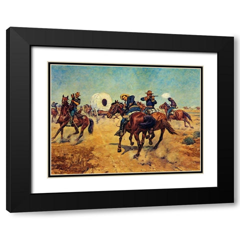 Protecting the Immigrants Black Modern Wood Framed Art Print with Double Matting by Shreyvogel, Charles