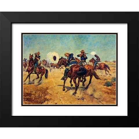Protecting the Immigrants Black Modern Wood Framed Art Print with Double Matting by Shreyvogel, Charles