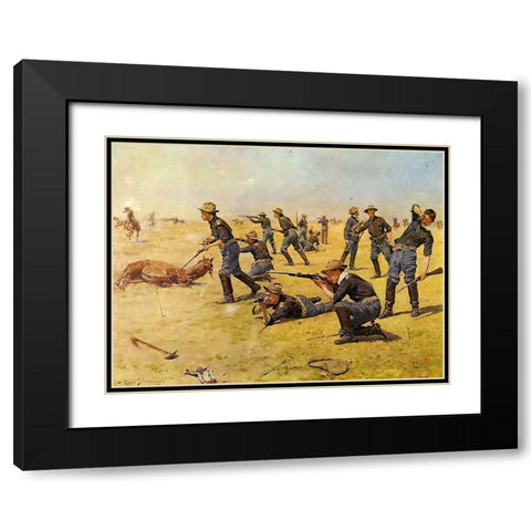 The Skirmish Line Black Modern Wood Framed Art Print with Double Matting by Shreyvogel, Charles