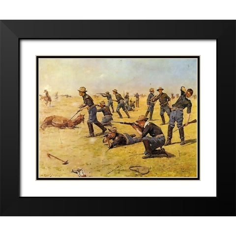 The Skirmish Line Black Modern Wood Framed Art Print with Double Matting by Shreyvogel, Charles