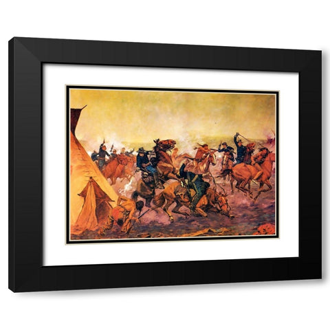 Attack at Dawn Black Modern Wood Framed Art Print with Double Matting by Shreyvogel, Charles
