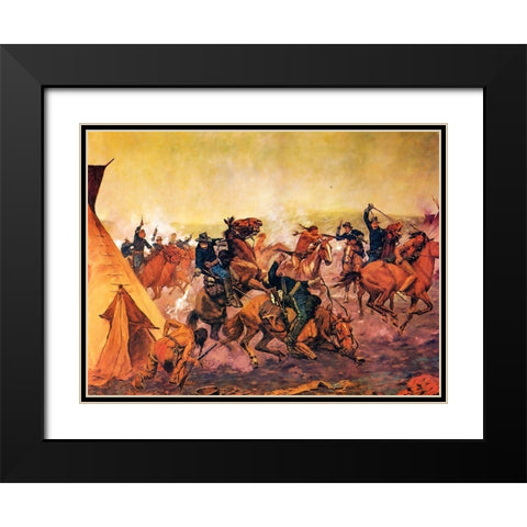 Attack at Dawn Black Modern Wood Framed Art Print with Double Matting by Shreyvogel, Charles