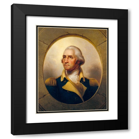 George Washington Black Modern Wood Framed Art Print with Double Matting by Peale, Rembrandt