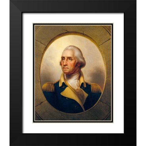 George Washington Black Modern Wood Framed Art Print with Double Matting by Peale, Rembrandt