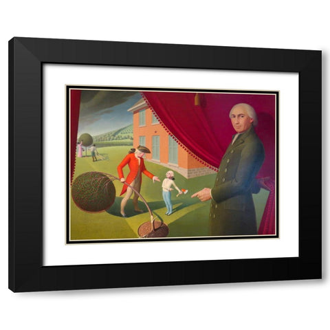 Parson Weems’ Fable Black Modern Wood Framed Art Print with Double Matting by Wood, Grant