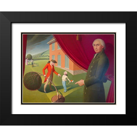 Parson Weems’ Fable Black Modern Wood Framed Art Print with Double Matting by Wood, Grant