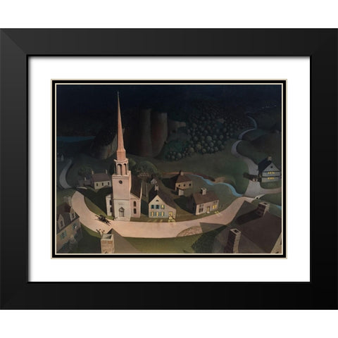 Midnight Ride of Paul Revere Black Modern Wood Framed Art Print with Double Matting by Wood, Grant