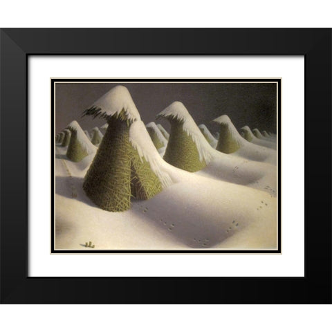 January Black Modern Wood Framed Art Print with Double Matting by Wood, Grant