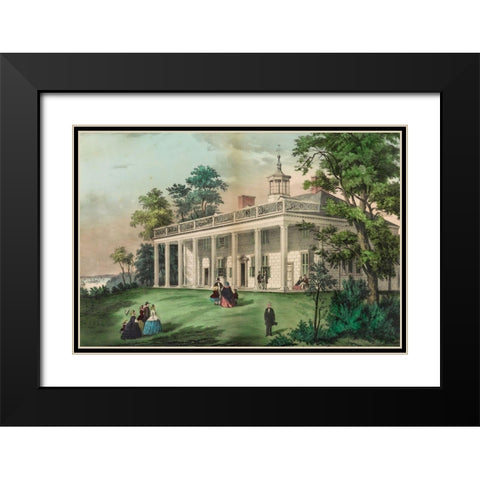 The home of Washington-Mount Vernon-Va Black Modern Wood Framed Art Print with Double Matting by Currier and Ives