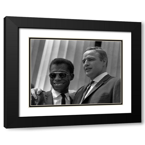 Author James Baldwin and actor Marlon Brando Black Modern Wood Framed Art Print with Double Matting by U.S. Archives