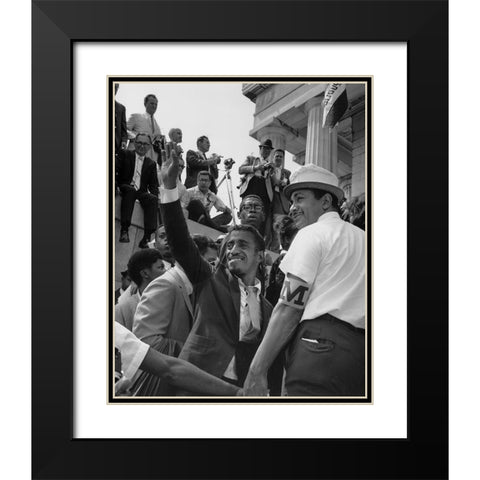 Civil Rights March on Washington-D.C. Actor Sammy Davis-Jr Black Modern Wood Framed Art Print with Double Matting by U.S. Archives